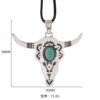 Wholesale Cross-border hot-selling European and American trend retro turquoise cow head pendant simple horseshoe sweater chain accessories
