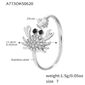 A773-Steel Color Crab 5A Zircon Ring / 7