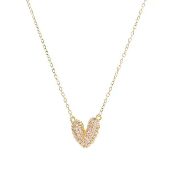 Wholesale Sweet Heart Shape Copper Pendant Necklace Plating Inlay Zircon Copper Necklaces 1 Piece