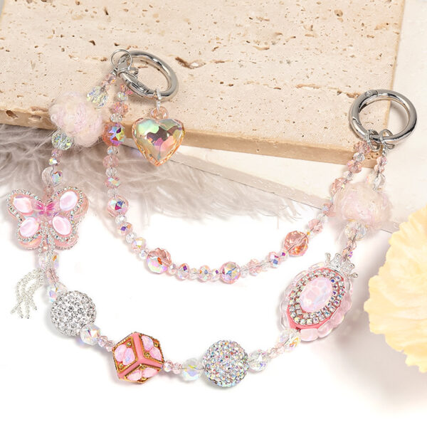 oly-a902cf5de5f037448a38b21b6e557f2b Wholesale Peach Heart Hanging Hole Beaded Acrylic Pendant DIY Phone Chain Necklace