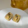 PVD Coated Real Gold Plated 18K Irregular Spiral 304 Stainless Steel IG Style Modern Classic Waterproof Non Tarnish Ear Studs