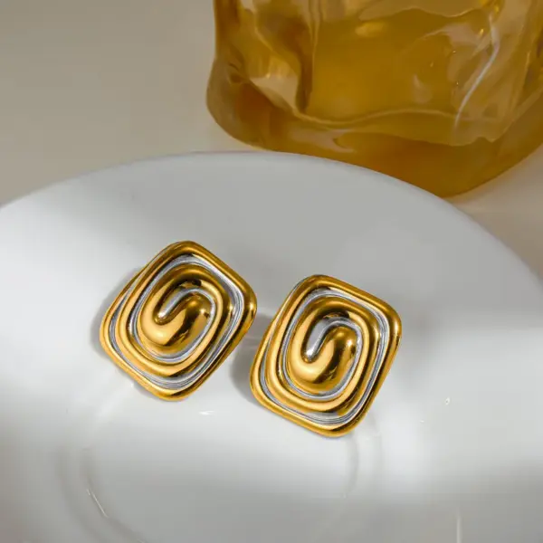 PVD Coated Real Gold Plated 18K Irregular Spiral 304 Stainless Steel IG Style Modern Classic Waterproof Non Tarnish Ear Studs