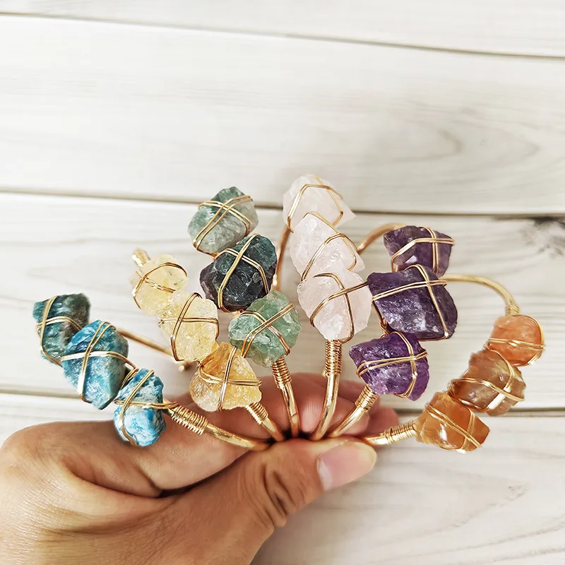 Wholesale Retro Solid Color Natural Stone Bangle In Bulk