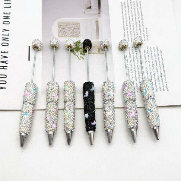 Wholesale Cross-border diy star moon mocha full diamond beaded pen creative rhinestone cute pen colorful gift pen