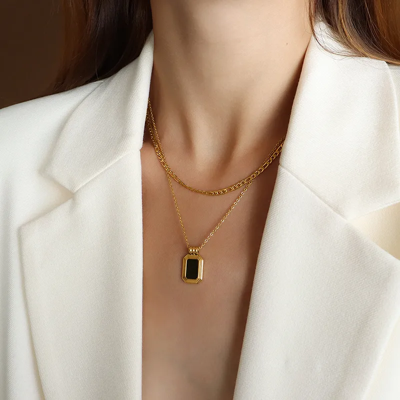 Wholesale PVD Coated Real Gold Plated 18K Gold Geometric 304 Stainless Steel Fashion Waterproof Non Tarnish 304 Stainless Steel Necklace