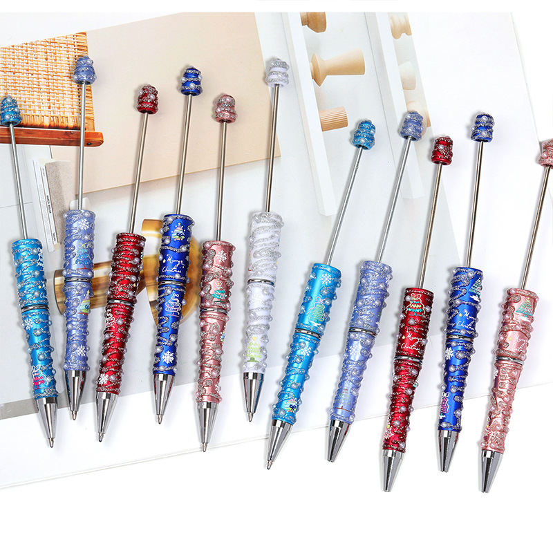 Wholesale Cross-border Christmas fine glitter pearl Christmas painting Beadable pen with rotating beads