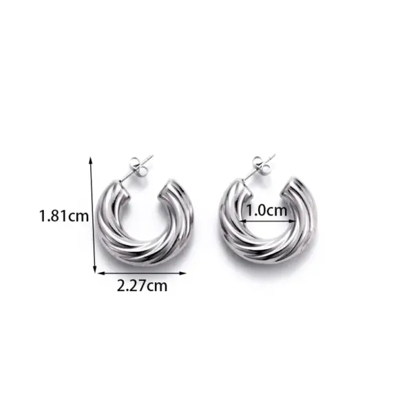 PVD Coated C Shape Water oplets 304 Stainless Steel Simple Style Waterproof Non Tarnish Ear Studs