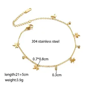 QYB5097 Single Diamond Dragonfly Anklet / Gold