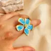 PVD Coated Real Gold Plated 18K Gold Flower 304 Stainless Steel Casual Retro Simple Style Waterproof Non Tarnish Open Rings