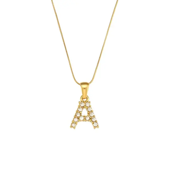 Wholesale PVD Coated Real Gold Plated 18K Gold Letter 304 Stainless Steel Waterproof Non Tarnish 304 Stainless Steel Necklace