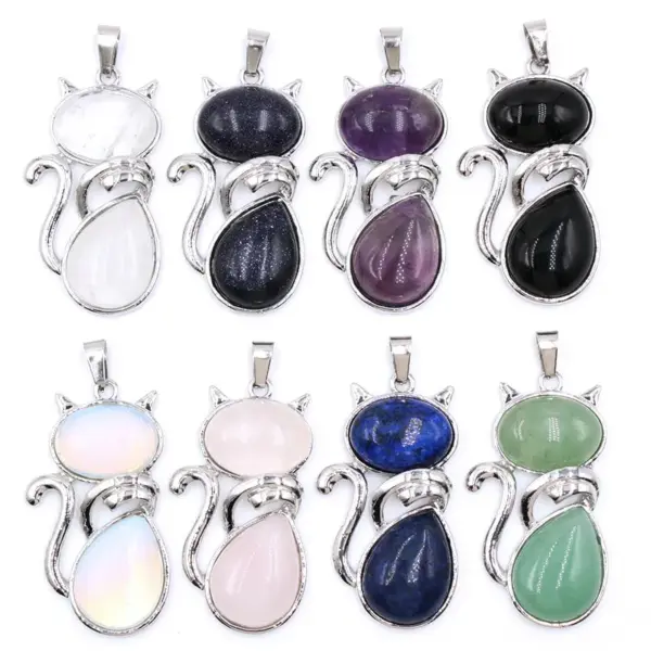 Cute Cat Crystal Polishing Pendant Necklace