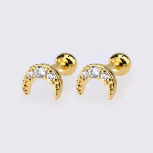 Golden Zircon Moon Studs Pieces