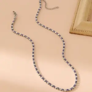 Light Purple plus White 3mm Diamond Silver Necklace