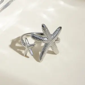 Wholesale Jewelry IG Style Modern Style Classic Style Starfish 304 Stainless Steel PVD Coated Plating Open Rings