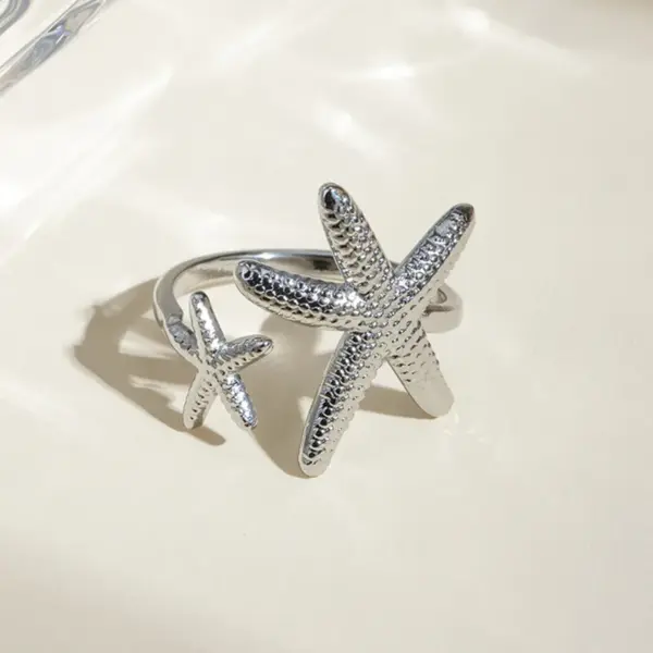 Wholesale Jewelry IG Style Modern Style Classic Style Starfish 304 Stainless Steel PVD Coated Plating Open Rings