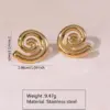 304 Stainless Steel Plastic Bow Knot Shell Electroplating Imitation Gold Simple Style Classic Style Commute Multicolor-Golden Yellow Ear Studs