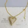 Wholesale Jewelry Retro Classic Style Heart Shape Copper Zircon 18K Gold Plated Inlay Ball Chain Twisted Rope Chain Pendant Necklace