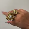 Wholesale Jewelry Elegant Cute Romantic Irregular Heart Shape Flower 304 Stainless Steel Imitation Pearl 18K Gold Plated Plating Inlay Open Rings