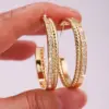 2 Pieces Vintage Style Simple Style Solid Color Plating Inlay Copper Zircon 18K Gold Plated Hoop Earrings
