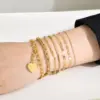 201 Stainless Steel Solid Color PVD Coated 18K Gold Plated Real Gold Plated Simple Style Waterproof Non Tarnish Plating Gold Bracelets
