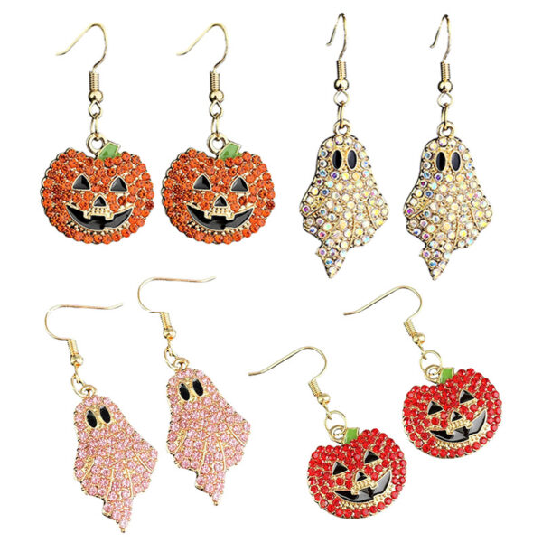 Wholesale Halloween Pumpkin Ghost Diamond Earrings