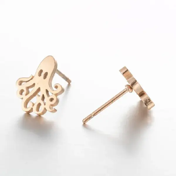 Wholesale PVD Coated 18K Gold Real Gold Plated Animal 304 Stainless Steel Simple Style Waterproof Non Tarnish Ear Studs