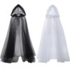 Wholesale European and American Hooded Dark Halloween Long Mesh Cool Hooded Unisex Cloak Cosplay Witch Cloak