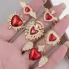 Wholesale Copper 18K Gold Plated Epoxy Plating Inlay Heart Shape Wings Zircon Open Rings