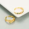 Wholesale Fashion Copper-plated Gold Micro-inlaid Color Zircon Ring