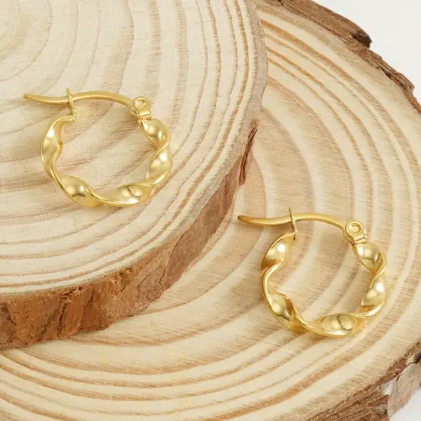 Wholesale Simple Style Solid Color Twist Titanium Steel Hoop Earrings 1 Pair