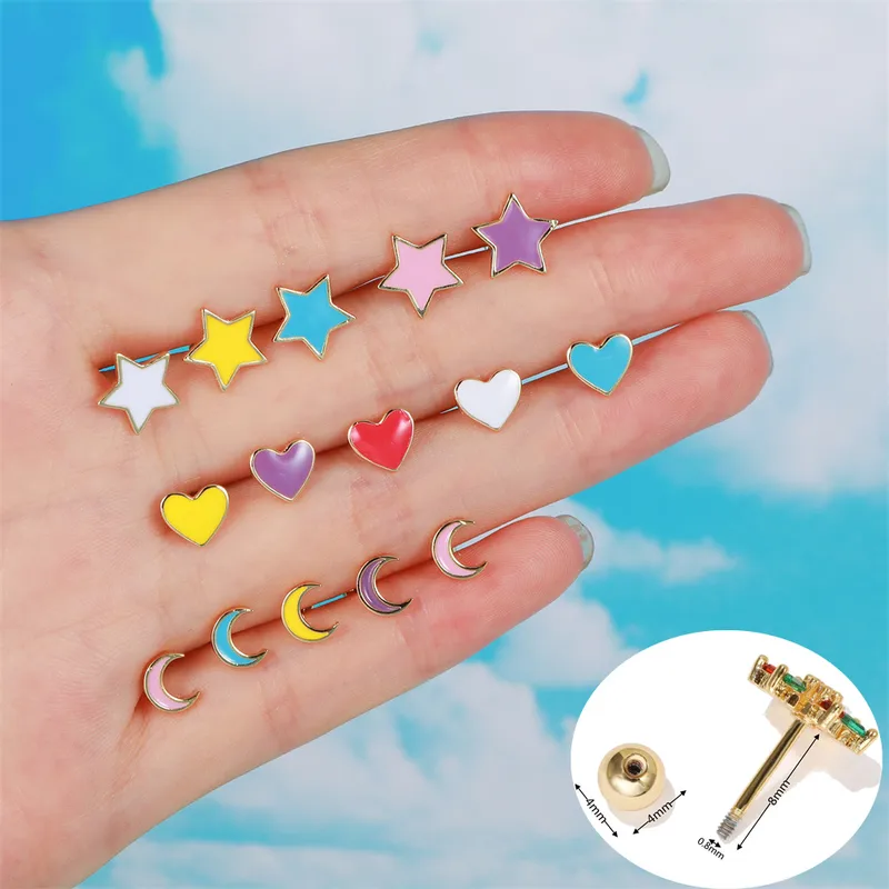 Wholesale Ear Cartilage Rings & Studs Simple Style Star Brass No Inlaid