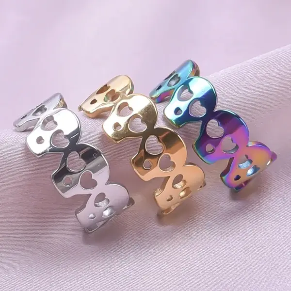 PVD Coated Real Gold Plated 18K Gold Skull 304 Stainless Steel Commute Waterproof Non Tarnish Rings