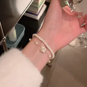 S542 Gold-Camellia Pearl Bracelet