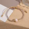 Wholesale Simple Style Colorful 18K Gold Plated Freshwater Pearl Glass Copper Beaded Chain Beaded Bracelets Wholesale