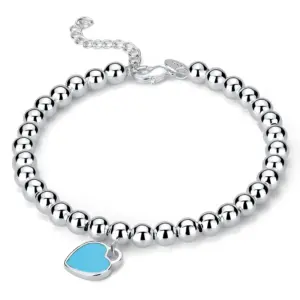 T's Heart-Shaped Bracelet [Blue] / Cooperized silver