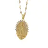 Wholesale Copper Inlay Human Virgin Mary Oval Zircon Pendant Necklace