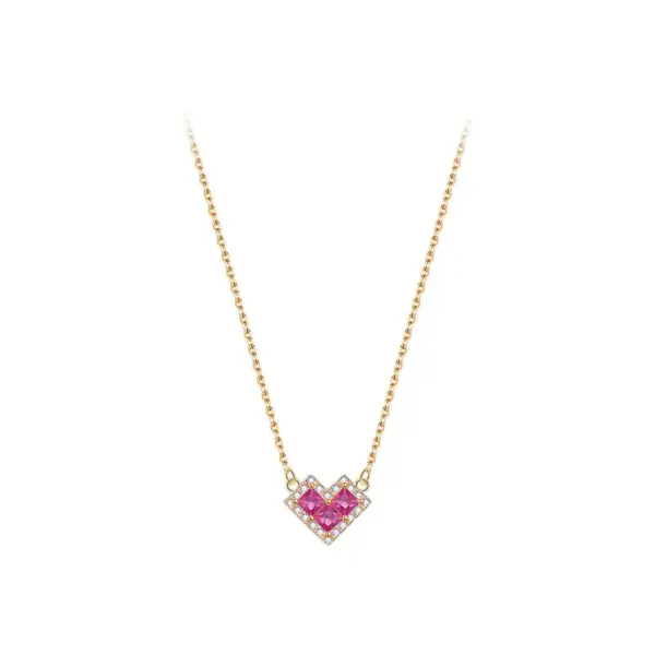 Wholesale Jewelry Elegant Simple Style Heart Shape Titanium Steel Copper Plating Pendant Necklace Cable Chain