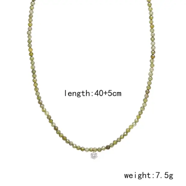 Wholesale 304 Stainless Steel Beaded 18K Gold Plated Simple Style Commute Inlay Round Zircon Pendant Necklace