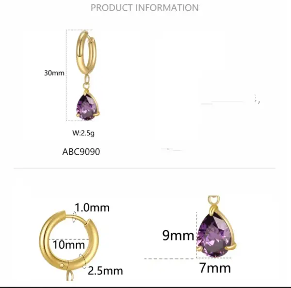 Wholesale 1 Pair Modern Style Classic Style Geometric Water Droplets Plating Inlay 304 Stainless Steel Zircon Drop Earrings