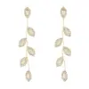 Wholesale Fashion Leaves Copper Plating Inlay Zircon Drop Earrings 1 Pair