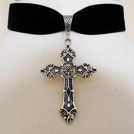 Wholesale Velvet Belt Cross Necklace Faith Bless Lucky Peace Cross Necklace Cross Border Jewelry