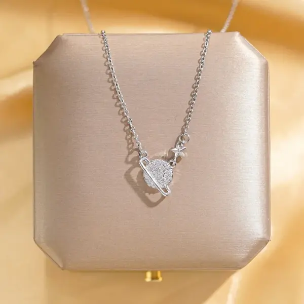 Wholesale 304 Stainless Steel Copper Solid Color Water Plating Zircon White K Plated Elegant Glam Plating Inlay Silver Pendant Necklace