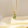 Wholesale Jewelry Beach Water Droplets 304 Stainless Steel Rhinestones 18K Gold Plated White Gold Plated Plating Inlay Pendant Necklace