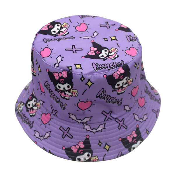 Wholesale Kulomi Printed Fisherman Hat Cartoon Anime Sanrio Double-sided Wear Sun Hat for Men and Women Outdoor Casual Basin Hat