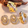 Wholesale PVD Coated Real Gold Plated 18K Gold Color Block 304 Stainless Steel Elegant Classic Style Waterproof Non Tarnish Ear Studs
