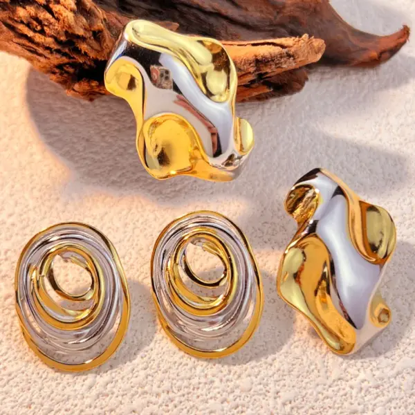 Wholesale PVD Coated Real Gold Plated 18K Gold Color Block 304 Stainless Steel Elegant Classic Style Waterproof Non Tarnish Ear Studs