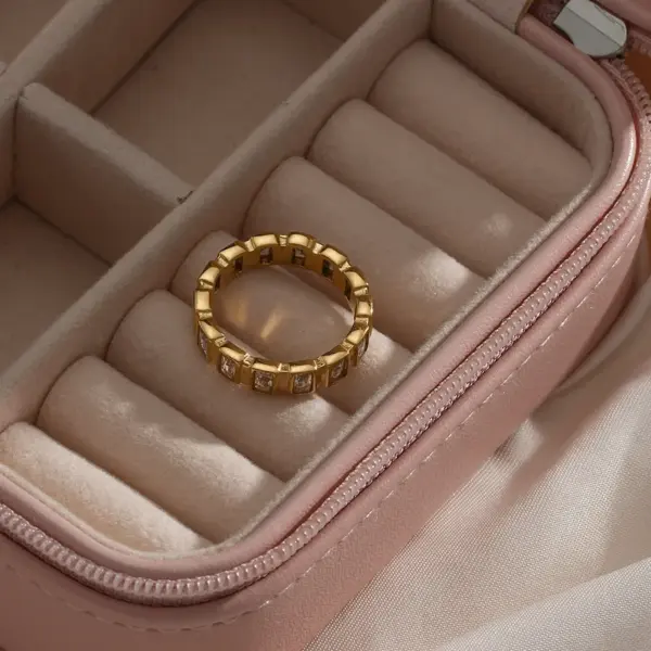 Wholesale PVD Coated Real Gold Plated 18K Gold Geometric 304 Stainless Steel Glam Waterproof Non Tarnish Rings