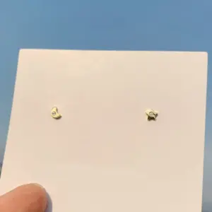 Golden Star and Moon Ear Studs / 925 Silver Needle