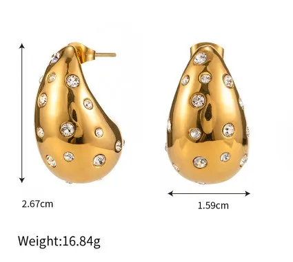 1 Pair Simple Style Water oplets Inlay Stainless Steel Zircon Ear Studs