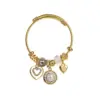 Wholesale Elegant Cute Round Bear Heart Shape 304 Stainless Steel Alloy Artificial Pearls Rhinestones Bangle In Bulk